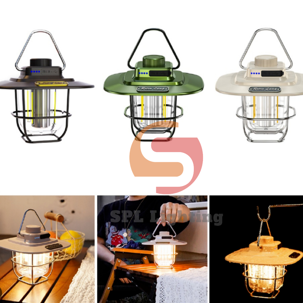 [ลด 20% กรอกโค้ด INC119VT]โคมไฟ LED แบบพกพา ชาร์จไฟได้ ตะเกียงสําหรับตั้งแคมป์ปิ้ง ปรับแสงได้ 2 แบบ พกพาง่าย กันน้ำ