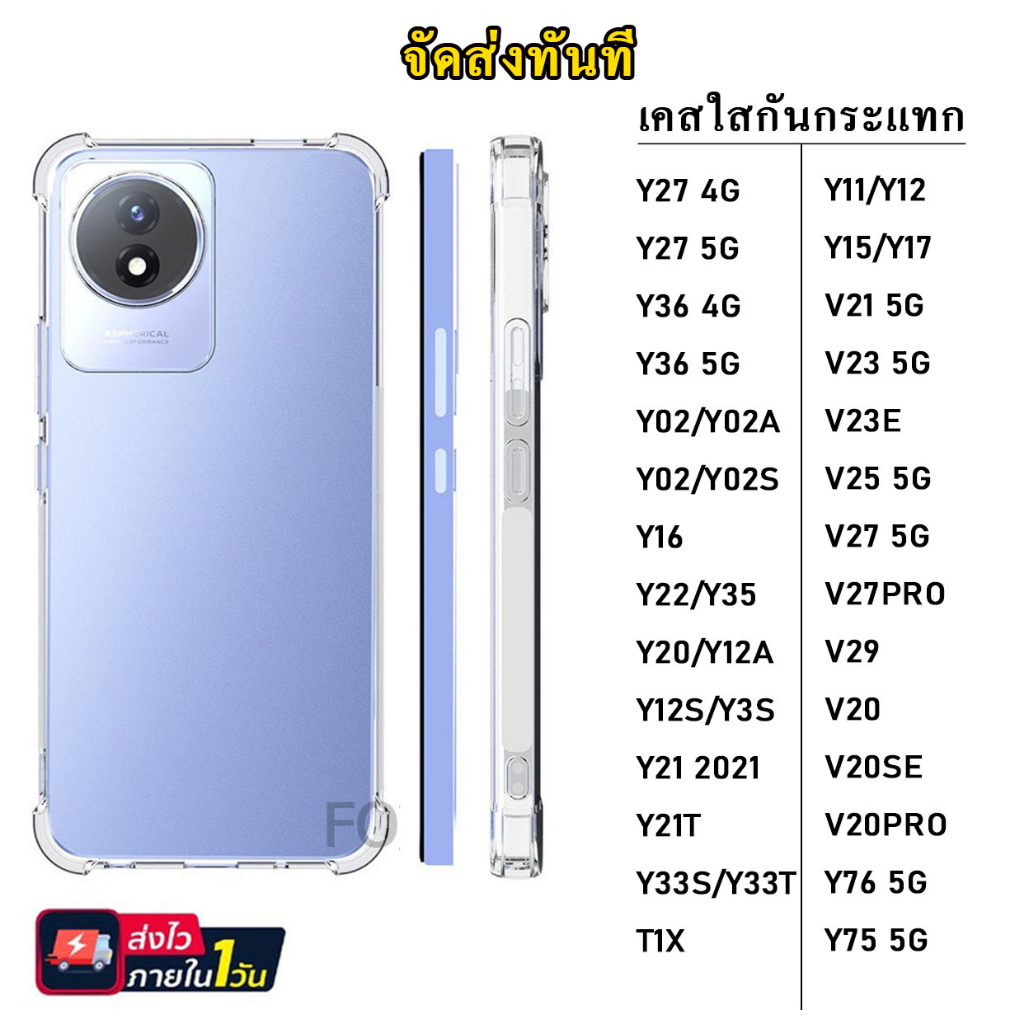018 เคสกันกระแทก ใส Vivo Y02 Y02S Y16 Y22 V21 V5 V7 V9 V11 V11i Y71 Y81 Y85 Y91c Y95 Y93 Y1s เคสใสกันกระแทก CASE VIVO