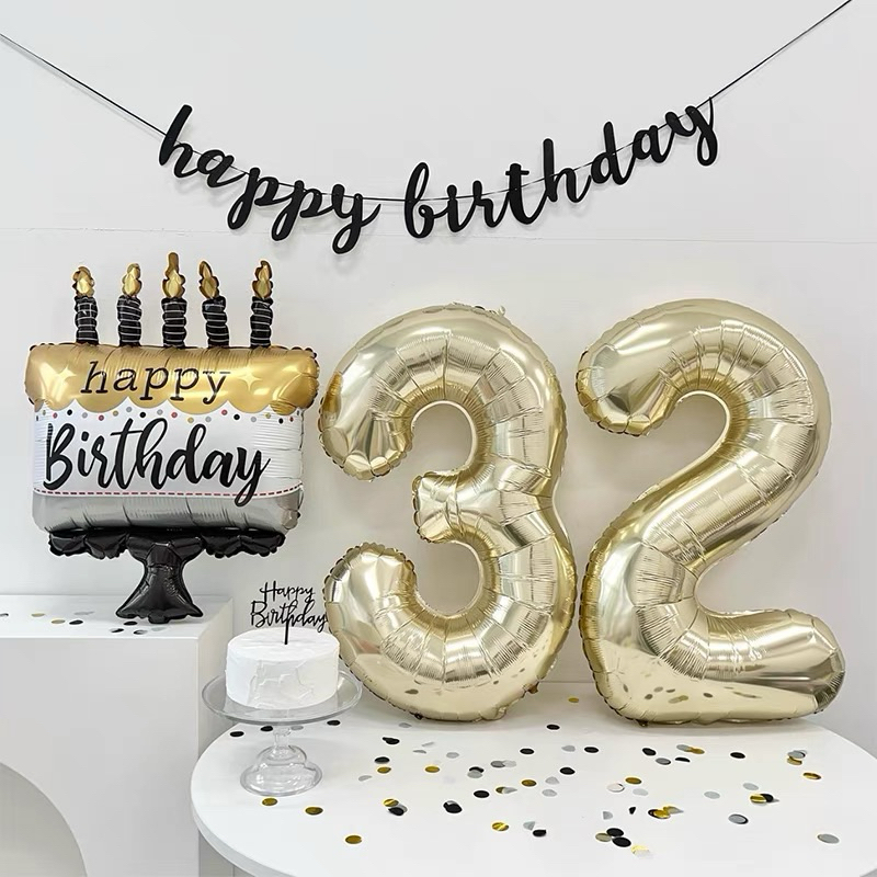 ลูกโป่งตัวเลข สีทองอ่อน ขนาด 40 นิ้ว มีแพ็คเกจ พร้อมส่ง