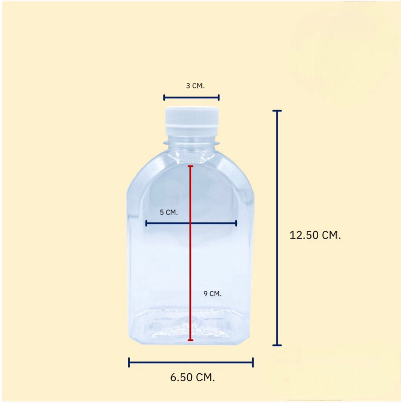 Greatandmore(แพ็ค 100ใบ) ขวดพลาสติก ขวดใส ทรงแบนโค้ง ขวด PET ขนาด 220 ml. (พร้อมฝา)