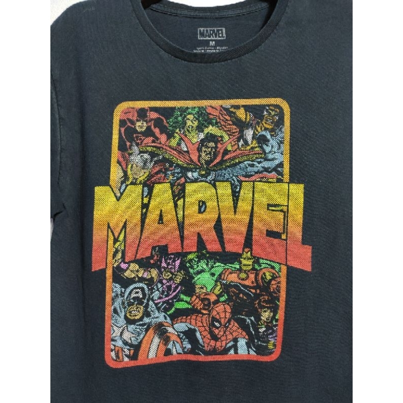 เสื้อยืด มือสอง ลายการ์ตูน Marvel อก 36 ยาว 26
