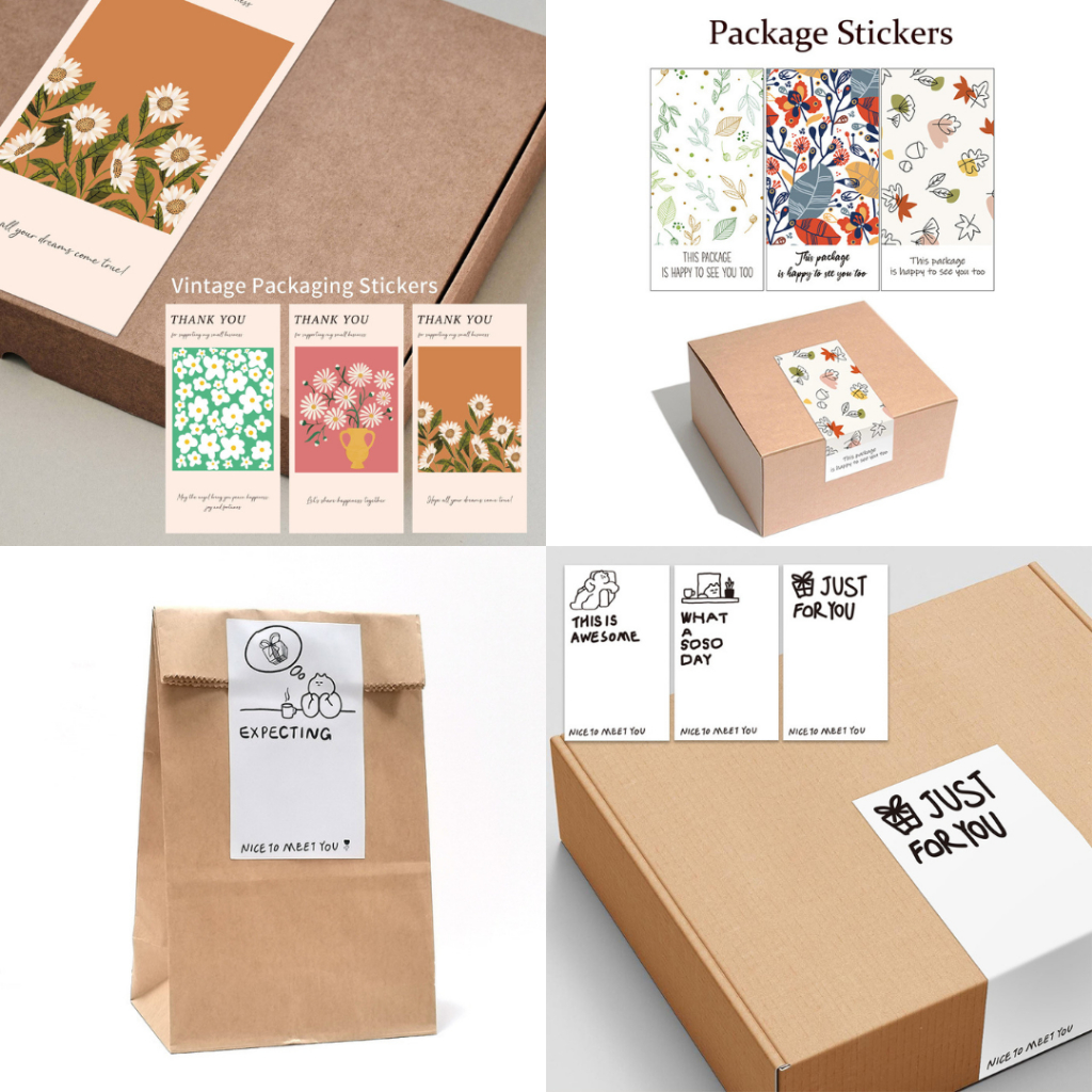 สติ๊กเกอร์ Thank you ทรงสี่เหลี่ยม 50 ชิ้น สติ๊กเกอร์ขอบคุณ สติ๊กเกอร์มินิมอล สติกเกอร์ติดกล่องพัสดุ สติ๊กเกอร์ปิดผนึก