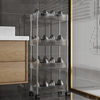 [ดีไซน์โปร่งใส] ชั้นวางของ ชั้นวางของแบบโปร่งใส มีล้อเลื่อนเ…