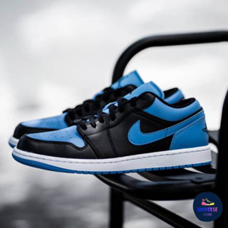 [ของแท้ ส่งฟรี จากไทย] AIR JORDAN  1 LOW "BLACK/UNIVERSITY BLUE-WHITE"