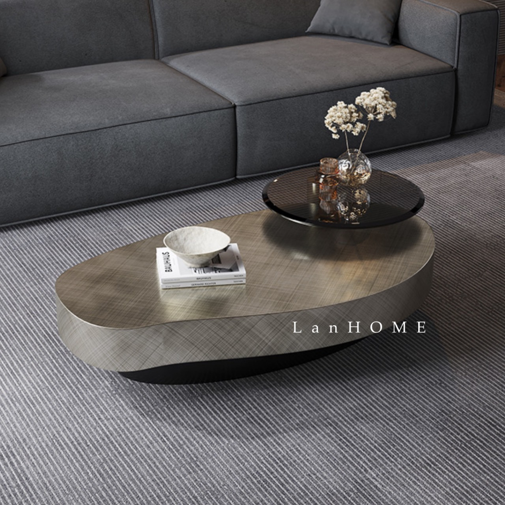 Lequa.furniture  โต๊ะกลางโซฟา โครงสแตนเลส มีลิ้นชักเก็บของ ส่งฟรี
