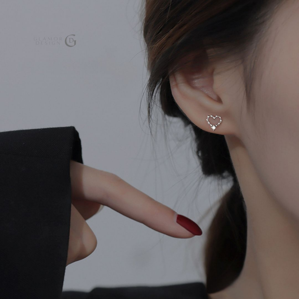 GLAMOR✨ต่างหูเงินแท้ Mini Hearts ต่างหูเงิน ตุ้มหูเพชรcz ต่างหูแฟชั่น ตุ้มหูเงินแท้ ตุ้มหูผู้หญิง