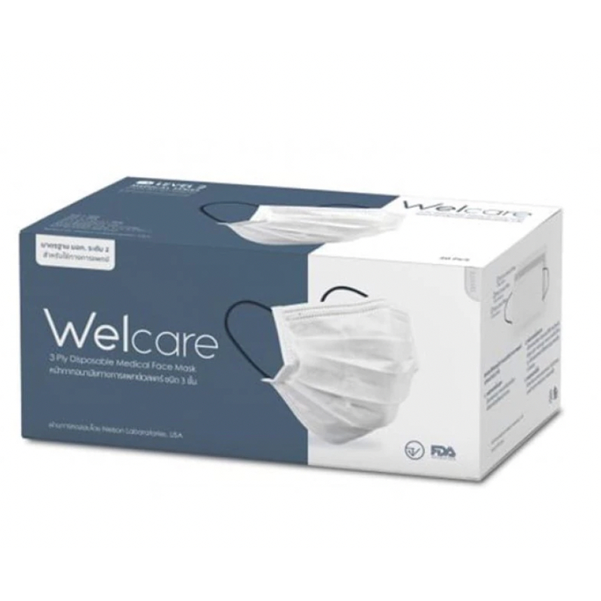 Welcare Mask Level 2 Medical Series หน้ากากอนามัยทางการแพทย์เวลแคร์ ระดับ 2 50 ชิ้น/กล่อง