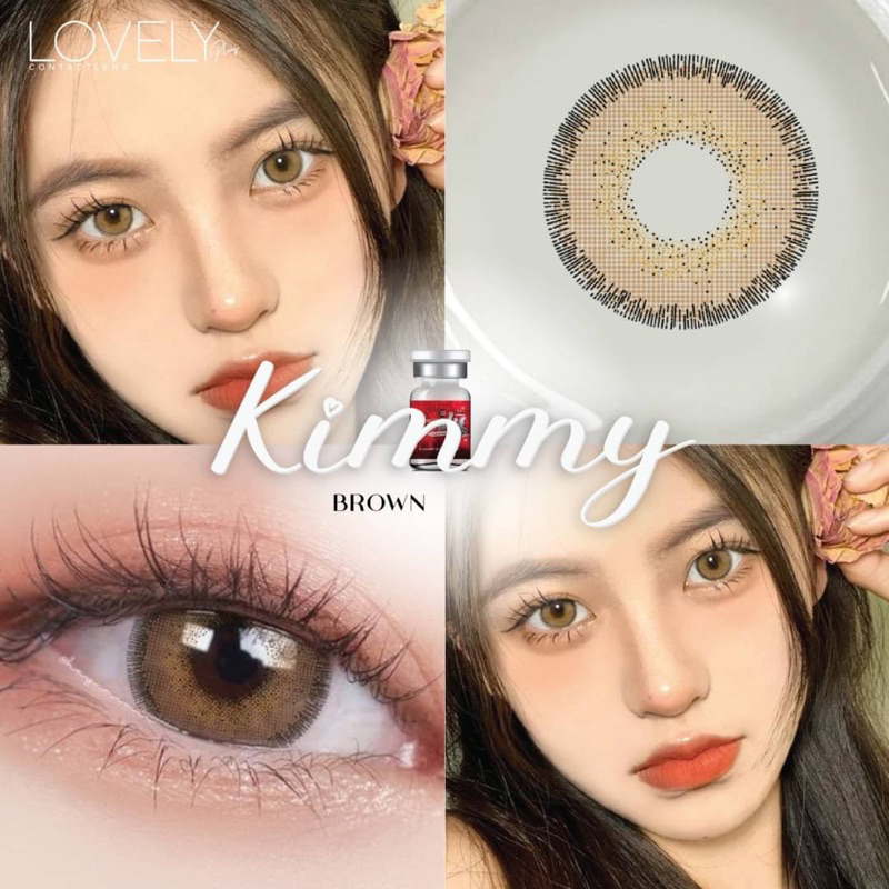 มีค่าสายตา Lovelylens kimmy Gray Brown บิ๊กอาย สุดปัง คอนแทคเลนส์ รายเดือน มีอย แถม