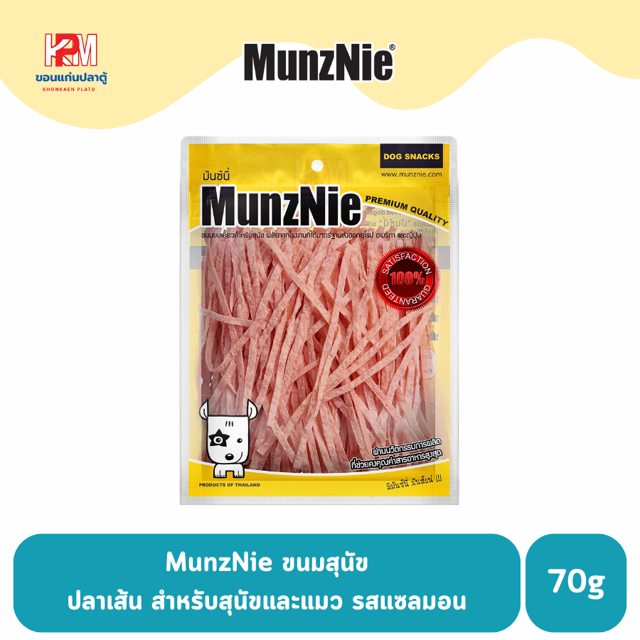 MunzNie ขนมสุนัข ปลาเส้น สำหรับสุนัขและแมว รสแซลมอน ขนาด 70 g.