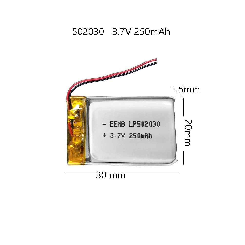 502030 3.7v 250mAh แบตเตอรี่ mp3 อุปกรณ์ขนาดเล็ก กล้องติดรถยนต์ 2 สาย