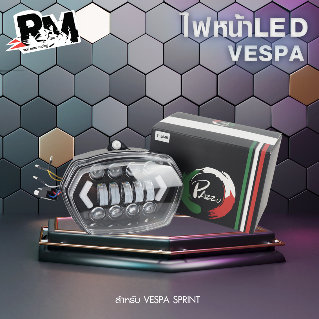 RM.racing ไฟหน้าLED Vespa sprint primavara 1ชุด ไฟสว่าง รับประกันคุณภาพ