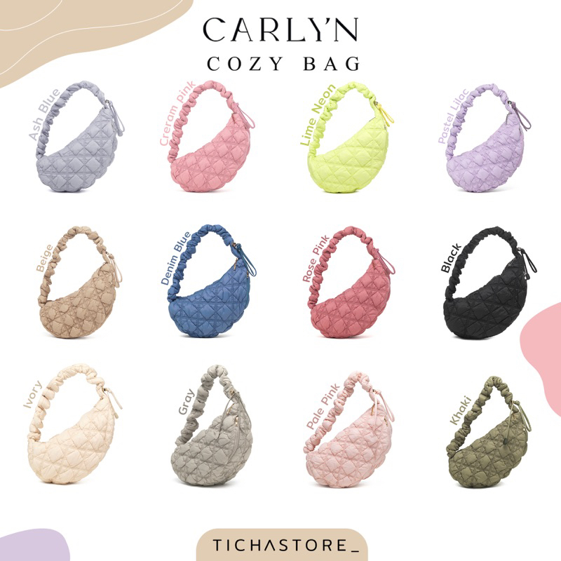 (พร้อมส่ง) Carlyn Cozy M Bag สี black/khaki/gray/ivory/beige/lavender/pale pink/mint กระเป๋าคาร์ลิน ของแท้ จากช็อปเกาหลี