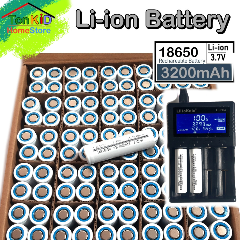 ถ่านชาร์จ 18650 Li-ion Battery 3.7V 3,200mAh 5C จ่ายกระสูง 5 เท่า ก้อนสีขาว เต็มความจุ แบตใหม่
