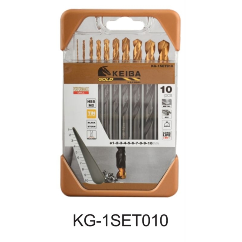 KEIBA​ KE-2515010 KG-1SET010 ชุดดอกสว่าน​ HSS​ M2​ MM​ ชุด10ตัว​ 1-10mm​ ชุดดอกสว่าน​ KEIBA​ 1-10มิล