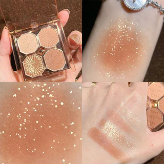 S-01🌟DIKALU พาเลทอายแชโดว์ 4 สี เนื้อดินน้ำมัน ใยไหม ประกายแวววาว ประกายชิมเมอร์ ทาตา กันน้ำ กันเหงื่อ ติดทนนาน ขนาดพกพา