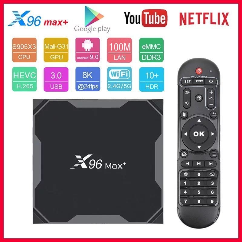 X96 Max Plus Smart TV Box 100M Android 9.0 Amlogic S905x3 8K Media Player RAM4GB  ROM32/64GBX96Max+S