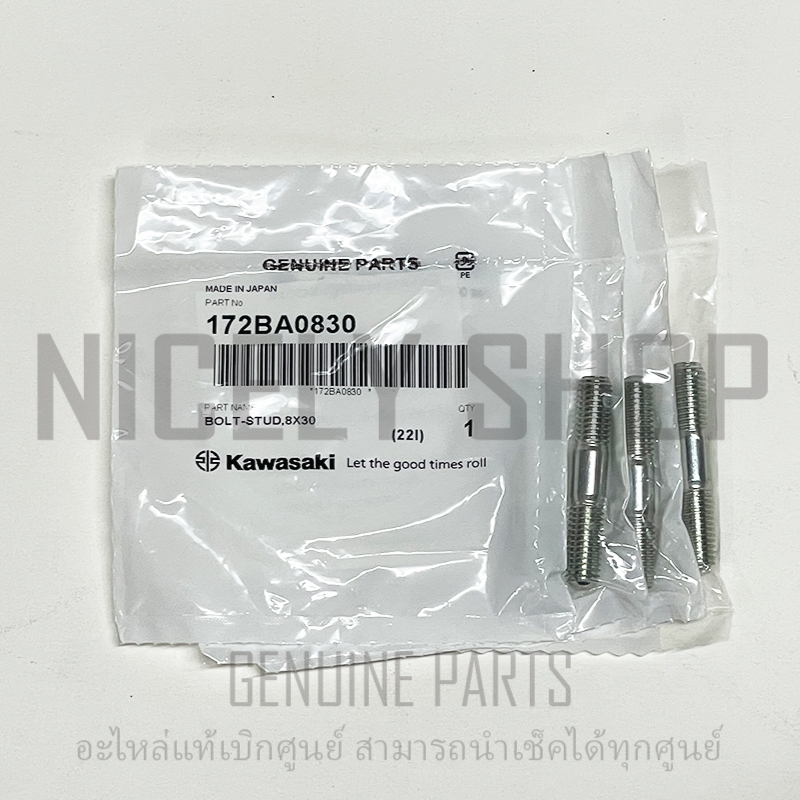 หลักเสื้อสูบ ชุด 4 ตัว KR VICTOR ZX SERPICO เสาเสื้อ 8X30 แท้ศูนย์ 100% KAWASAKI