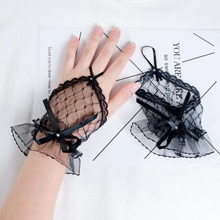 E2/4ถุงมือตาข่ายเว้นนิ้ว เด็กและผู้ใหญ่ สีขาวและสีดำใช้ออกงาน การแสดงต่าง ๆ พร้อมส่งในไทย
