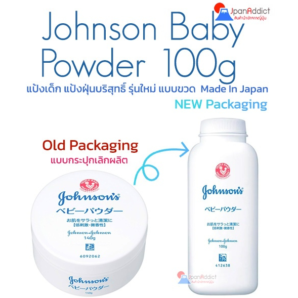 NEW Johnson's baby powder 100g. แป้งจอห์นสันแบบขวด แป้งจอห์นสันญี่ปุ่น แป้งฝุ่นเนื้อสีขาว นุ่มเนียน