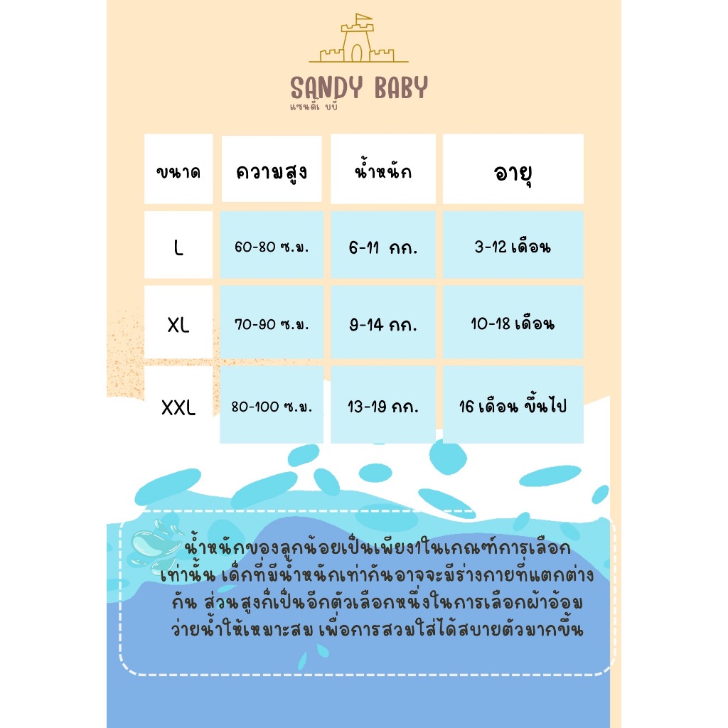 *New* ผ้าอ้อมว่ายน้ำ Sandy Baby แบบสวม นุ่มบางเบา ไม่อุ้มน้ำ ไม่เลอะเทอะ - รูปที่ 3