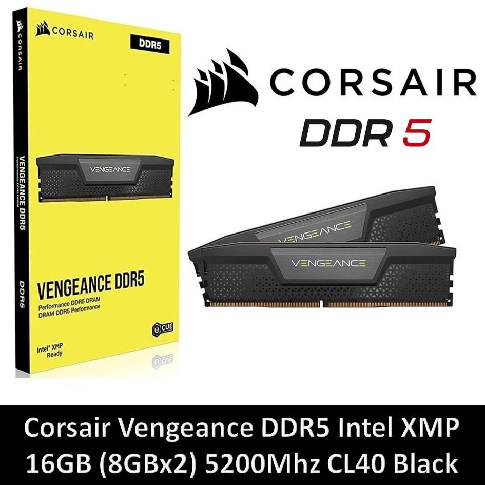 16GB (8GBx2) DDR5 5200MHz RAM (แรมพีซี) CORSAIR VENGEANCE (CMK16GX5M2B5200C40)