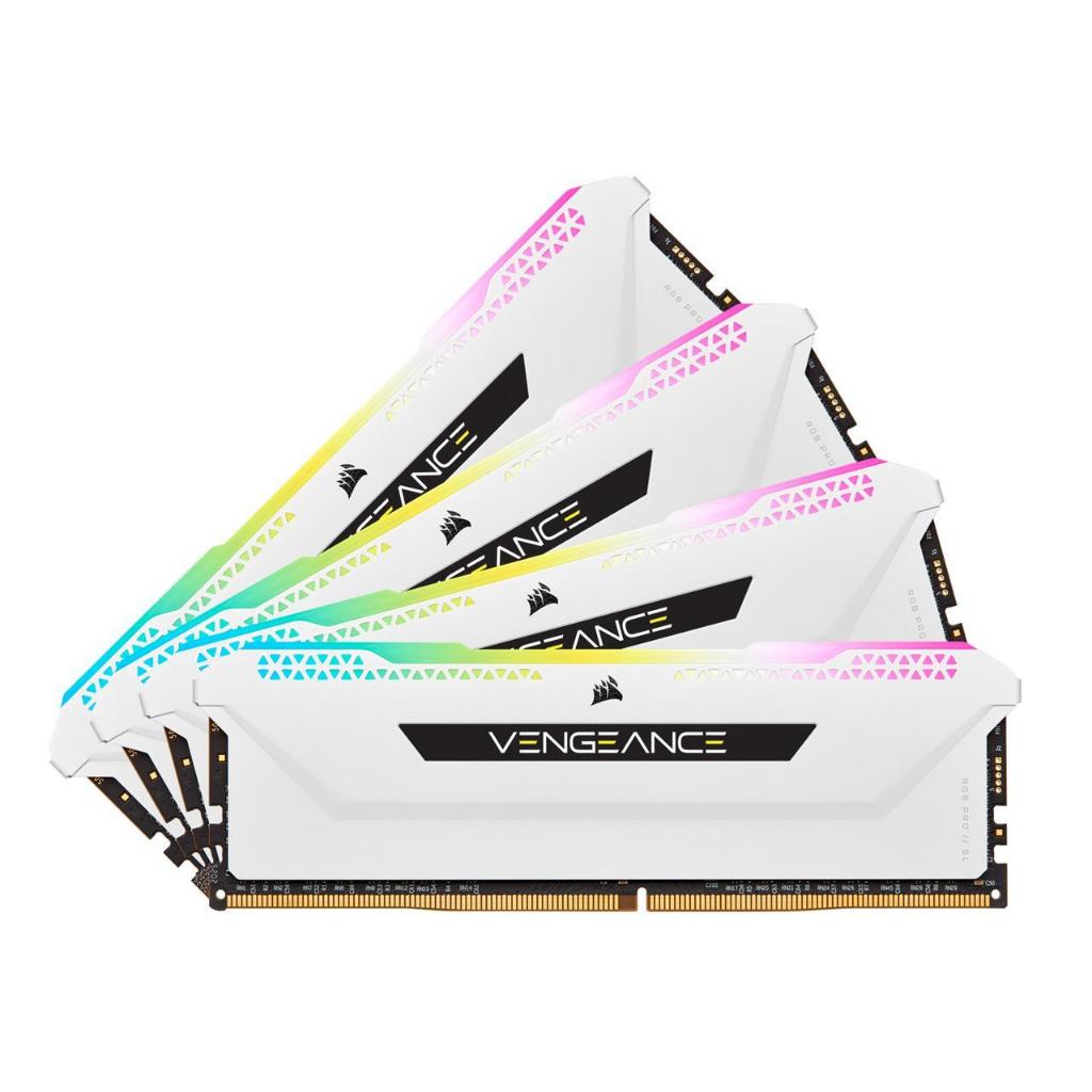 64GB (16GBx4) DDR4 3600MHz RAM (แรมพีซี) CORSAIR VENGEANCE RGB PRO SL (WHITE) (CMH64GX4M4D3600C18W)