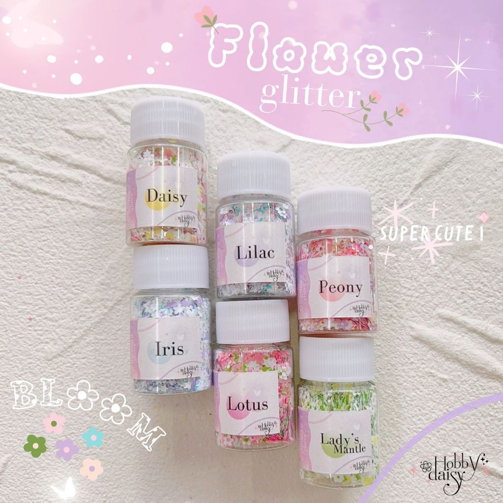 Flower Glitter กลิตเตอร์ธีมสวนดอกไม้เหมาะสำหรับตกแต่ง DIY เรซิ่น และตกแต่งเล็บ
