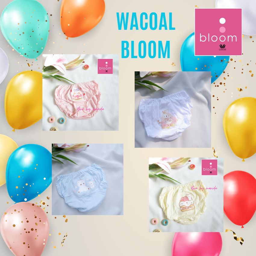 ใหม่ชนช็อป WACOAL BLOOM Size XXL แพ็ค 3 ชิ้น รูปแบบ Half ลายน้องๆ สุด Cute กางเกงในร้อยยาง ผ้า cotton 1oo %