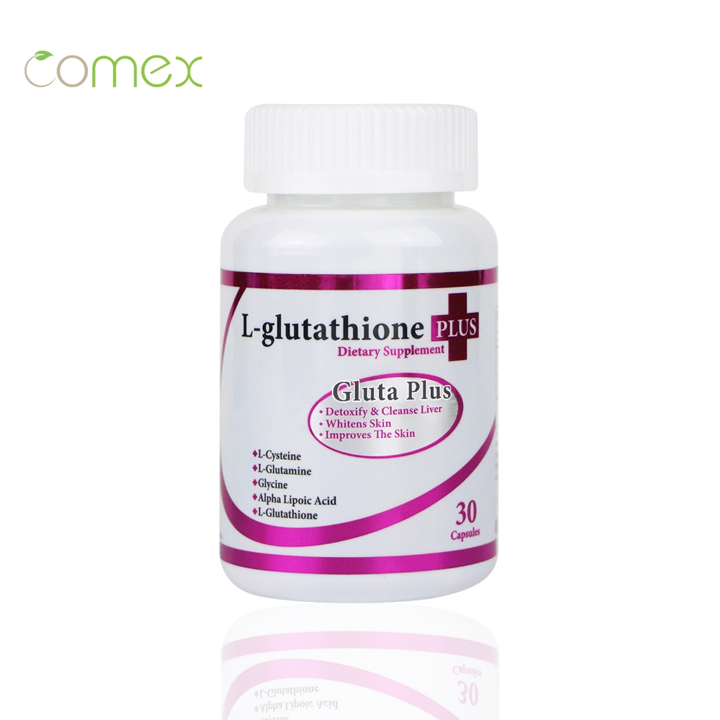 กลูต้า พลัส แอลกลูตาไธโอน x 1 ขวด Gluta Plus L-Glutathione โคเม็กซ์ Comex L-Glutamine แอลกลูตามีน L Glutathione ไกลซีน