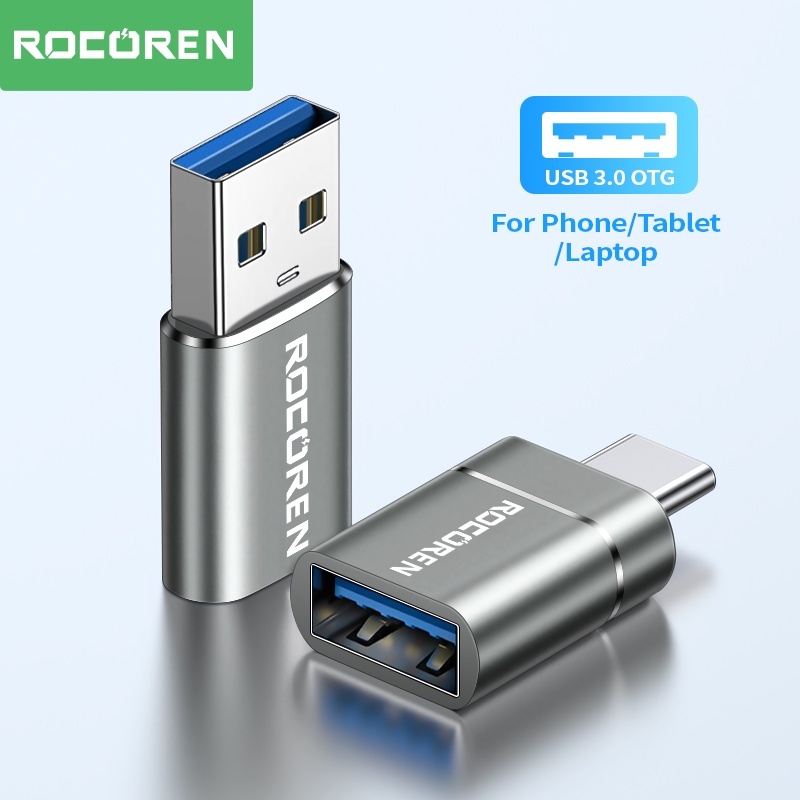 Rocoren อะแดปเตอร์แปลง OTG USB Type C ตัวผู้ เป็น USB A 3.0 ตัวเมีย สําหรับ MacBook Samsung S22 S20 