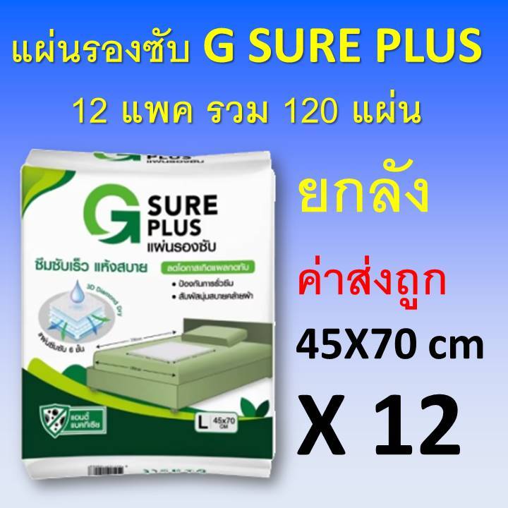 ยกลัง G sure plus แผ่นรองฉี่ 12 แพค  แผ่นรองฉี่สัตว์เลี้ยง แผ่นรองฉี่คนป่วย จีชัว จีชัวพลัส