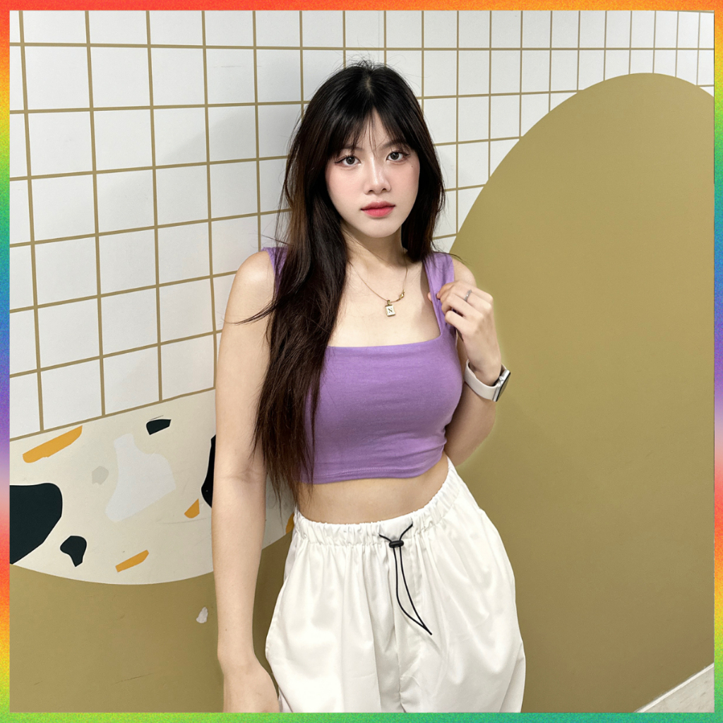 🌈MesubShop🌈เสื้อกล้ามครอป ผ้าเรย่อน สาวอวบใส่ได้ ⭐️ มีฟองน้ำ ไม่มีฟองน้ำ ใส่ออกกำลังกาย  ผ้าหนา รุ่น ครอปBra