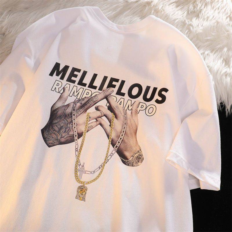 ES.SHOP28 เสื้อยืดคอกลม เท่ๆ ชายหญิง สกรีนลาย สไตล์เกาหลี ES87