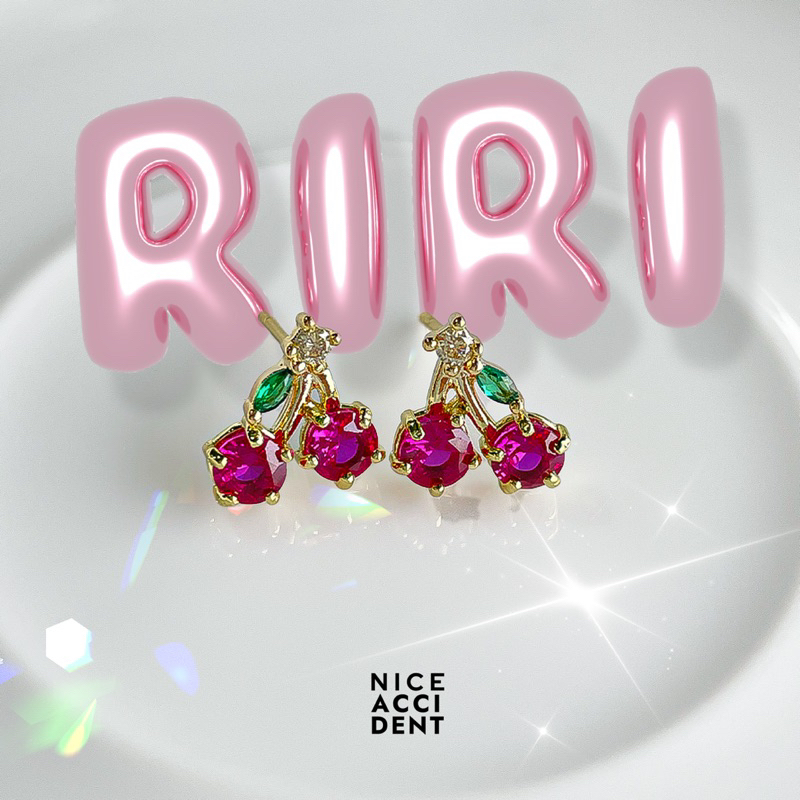 NICE ACCIDENT RiRi Cherry Earrings | ต่างหูเชอรี่ มีทั้งแบบห่วง และแบบแป้น