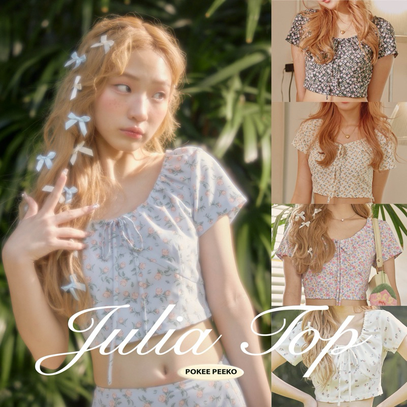 .* ༘ 𝑃𝑂𝐾𝐸𝐸 𝐽𝑈𝐿𝐼𝐴 “ 𝑇𝑂𝑃 ” ◞˚ₓ เสื้อครอปลายดอกไม้