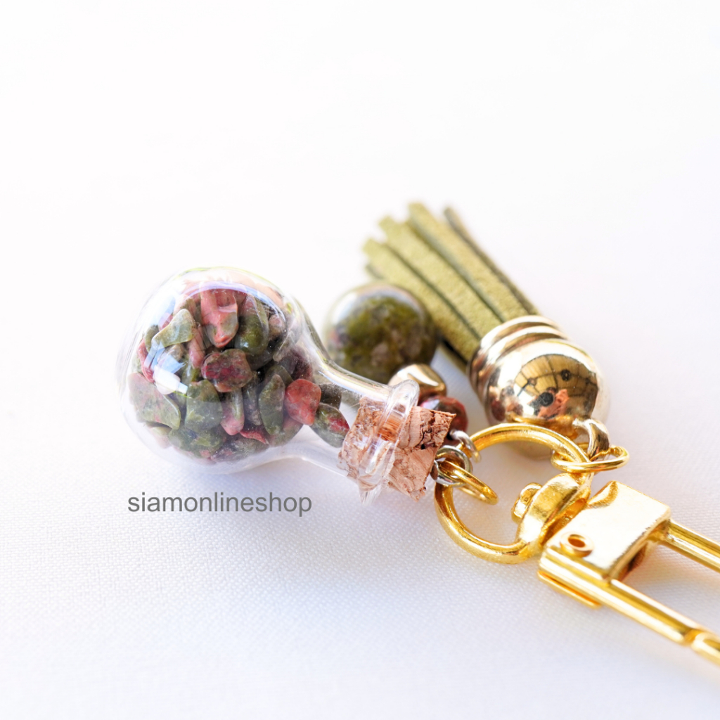 KEY CHAIN พวงกุญแจ หินแท้ ยูนาไคต์ ประดับ ขวดแก้วหินยูนาไคต์ พวงกุญแจเสริมดวง by siamonlineshop ราคา ถูกที่สุด ดีลบีเคเค แกลเลอรีภาพที่ 6