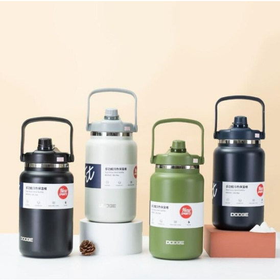 DODGE กระติกน้ำขนาดใหญ่ ขนาด 4600ml กระบอกสแตนเลส 304 พร้อมหูหิ้วเเละหลอด