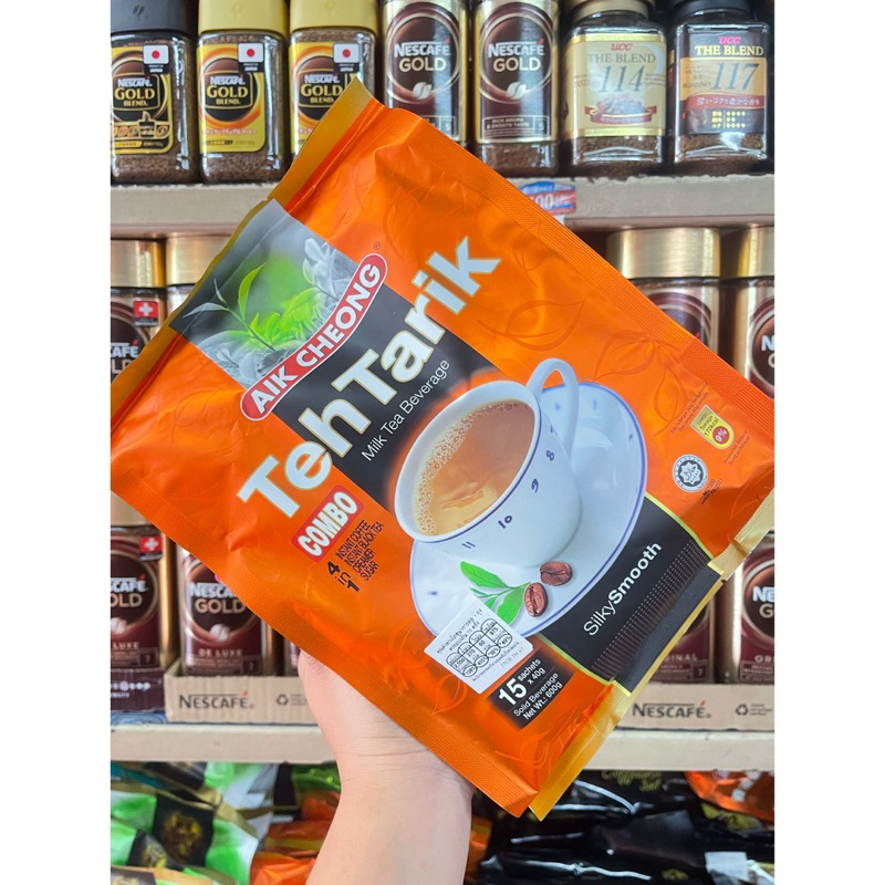 กาแฟ AIK CHEONG 4​in1 Teh​ tarik​ combo milk​ tea​ ชาดำผสมไวท์คอฟฟี่ 15 ซอง ซองละ 40 กรัม