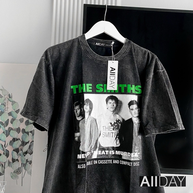 เสื้อยืดวินเทจ ผ้าฟอกดำ100% 🔥🔥สกีนลายThe Smiths✅ของแท้100%