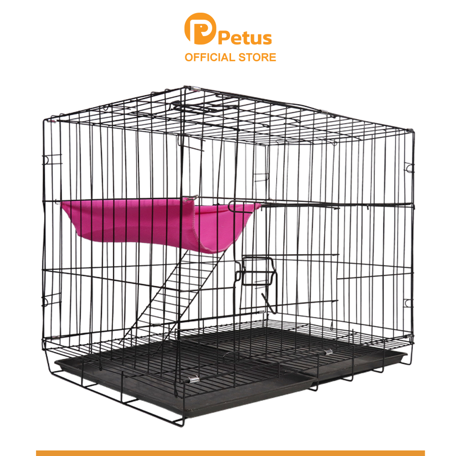 Petus กรงแมว 2 ชั้น กรงสุนัขพับได้ 2 ขนาด กว้าง 60/70 ซม.บ้านแมว กระต่าย สัตว์เลี้ยง Cat Cage