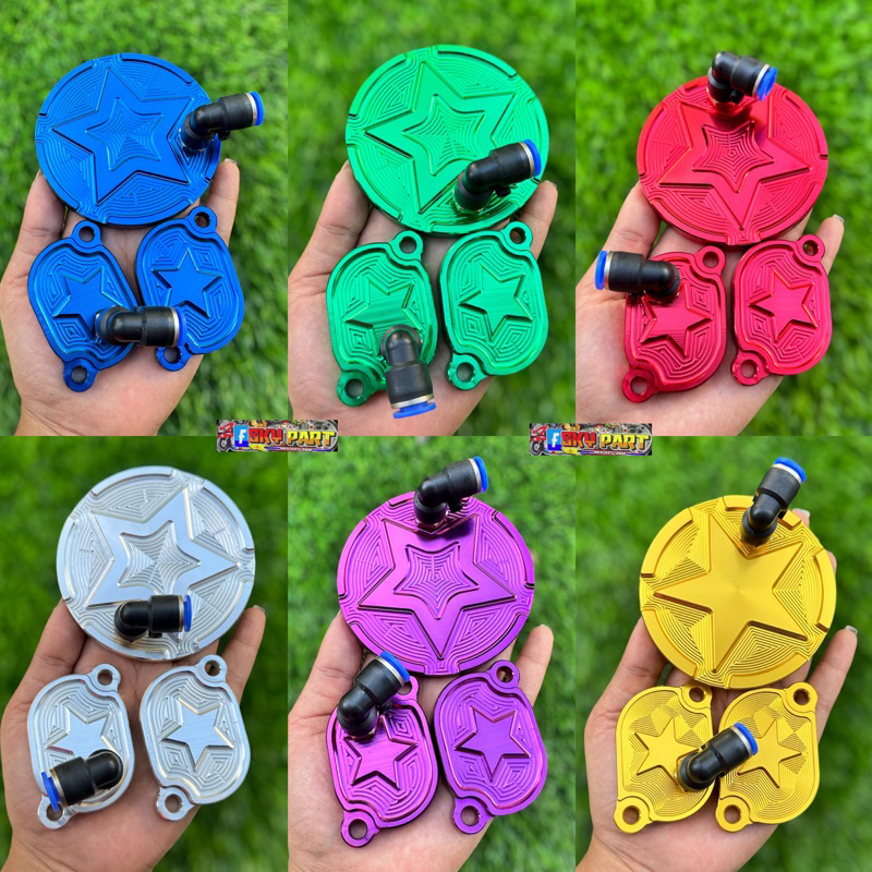 ฝาครอบวาล์วแต่ง+เจาะระบายความร้อน W-125R/S/บังลม/ W125iปลาวาฬ2012/MSX 2 วาล์ว ทุกรุ่น ครบชุดพร้อมข้อต่อฟิตติ้ง#ฝาวาวเวฟ