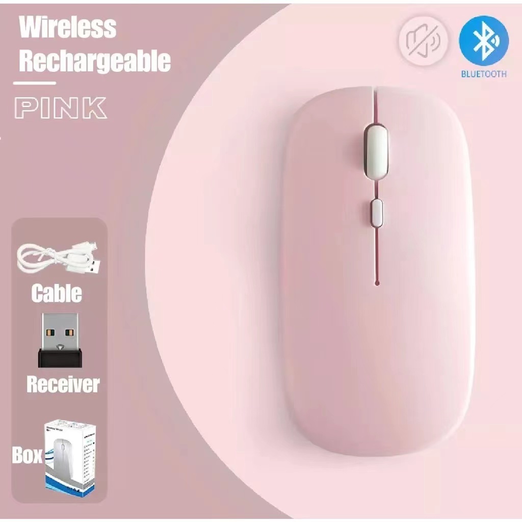 =เมาส์บลูทูธแบบชาร์จได้ 2.4G USB เมาส์ไร้สายเมาส์แทร็กบอลที่เหมาะกับการทำงานสำหรับคอมพิวเตอร์ 800/1200/1600 DPI แป้นพิมพ