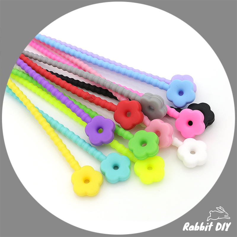 พวงกุญแจ สายคล้อง ซิลิโคน สายซิลิโคน ดอกไม้ 5 กลีบ สำหรับห้อย Art Toys / ทำห่วงกลม (แพ็ก 1 ชิ้น)