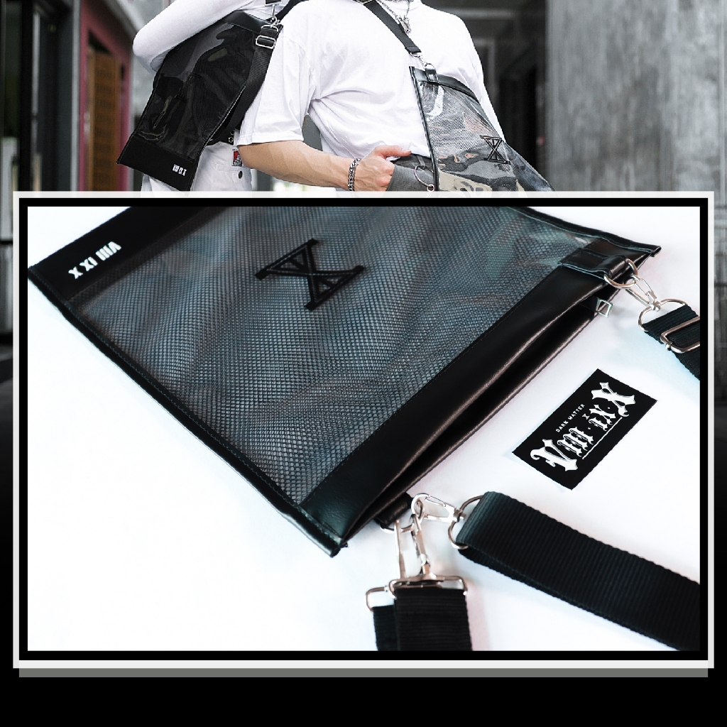 8910 รุ่น MIRROR PLANET กระเป๋าสะพาย ใส่ IPAD A4 หนัง PU + พลาสติกใส แฟชั่น มีสายสั้นและสายยาว แบรนด