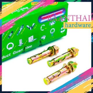 พุกเหล็ก ปุ๊กเหล็ก *ยกกล่อง* สตั๊ดโบล์ท ST ทุกขนาด 3/16" 1/4" 5/16" 3/8" 1/2" 5/8" ชุบรุ้งป้องกันสนิม หกเหลี่ยม มีเขี้ยว