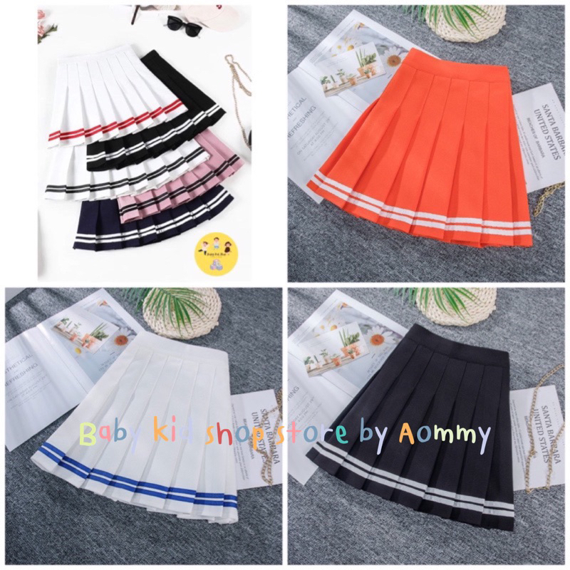 (พร้อมส่ง) กระโปรงเทนนิส กระโปรงพลีท สีพื้นผ้ายืดเด็กโต - วัยรุ่น ด้านในมีกางเกงซับใน ผ้าฮานาโกะ แฟชั่นสไตล์เกาหลี