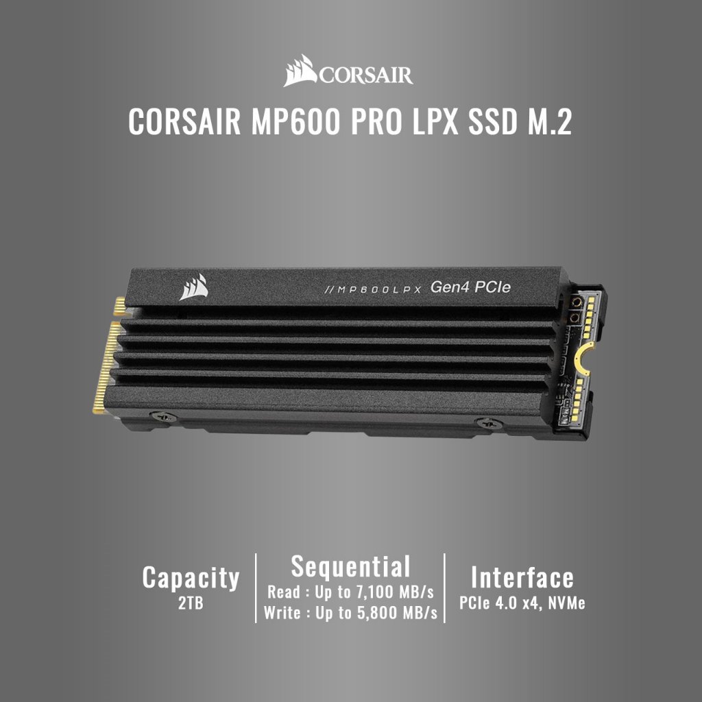 Corsair MP600 PRO LPX 2TB M.2 Gen4 SSD 7,100MB/s