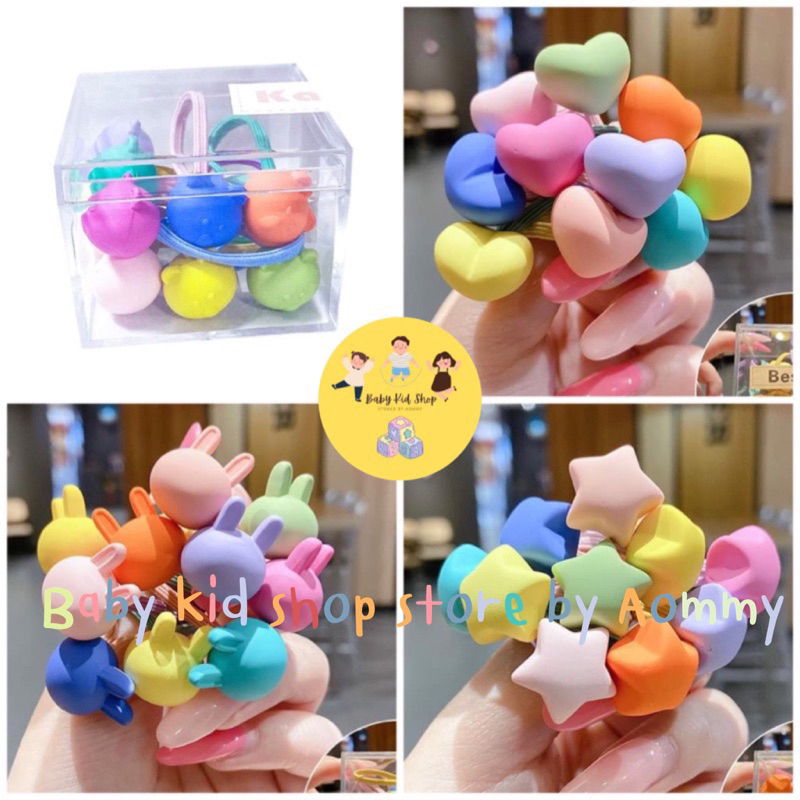 (พร้อมส่ง) ยางรัดผมเวอร์ชั่นเกาหลี สีลูกกวาดขนาดเล็กแพคกล่องอย่างดี