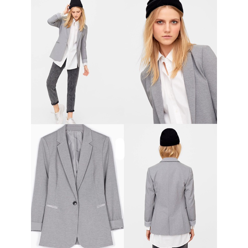 BLAZER​ แบรนด์​ stradivarius​ เทาริ้ว