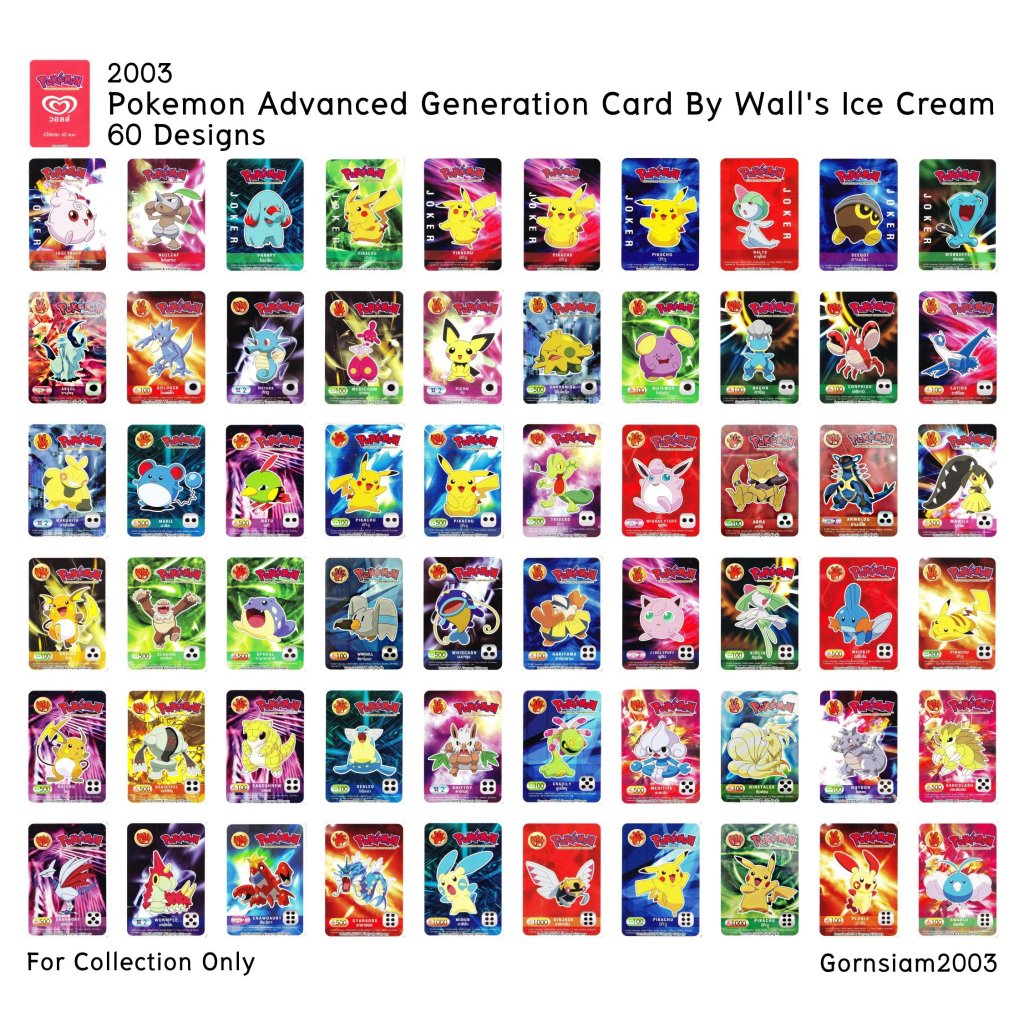 2003-วอลล์ โปเกมอนการ์ด ไอศกรีม wall's Pokemon Advanced Generation card Ice Cream